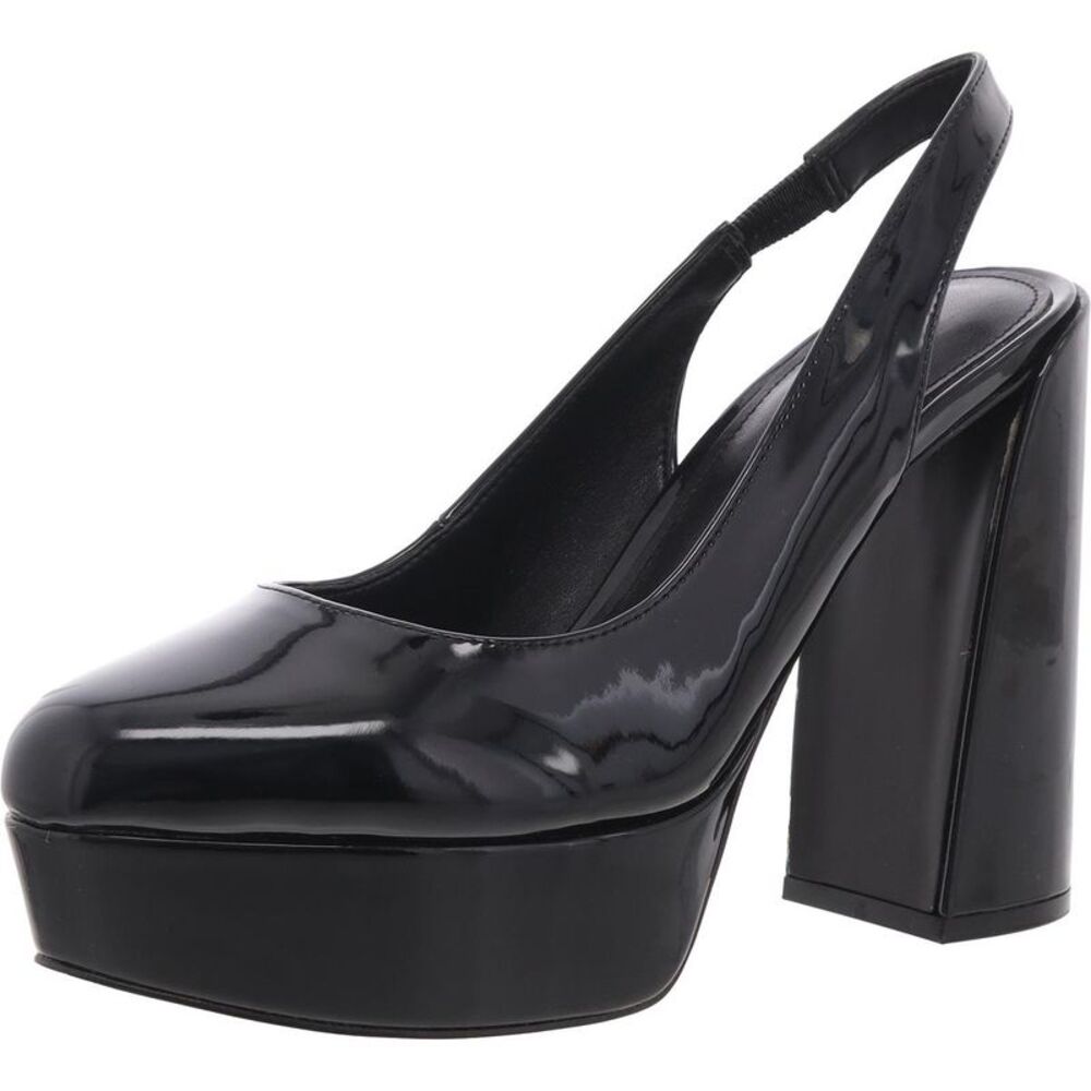 Nine West Black Platform Slingback Heels